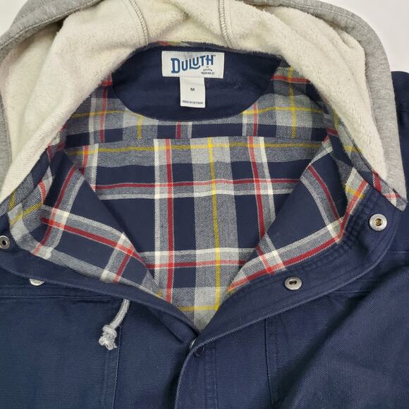Duluth Trading Co Men's Full Zip Flannel Lined Hooded Canvas Jacket Navy • M - Picture 12 of 12